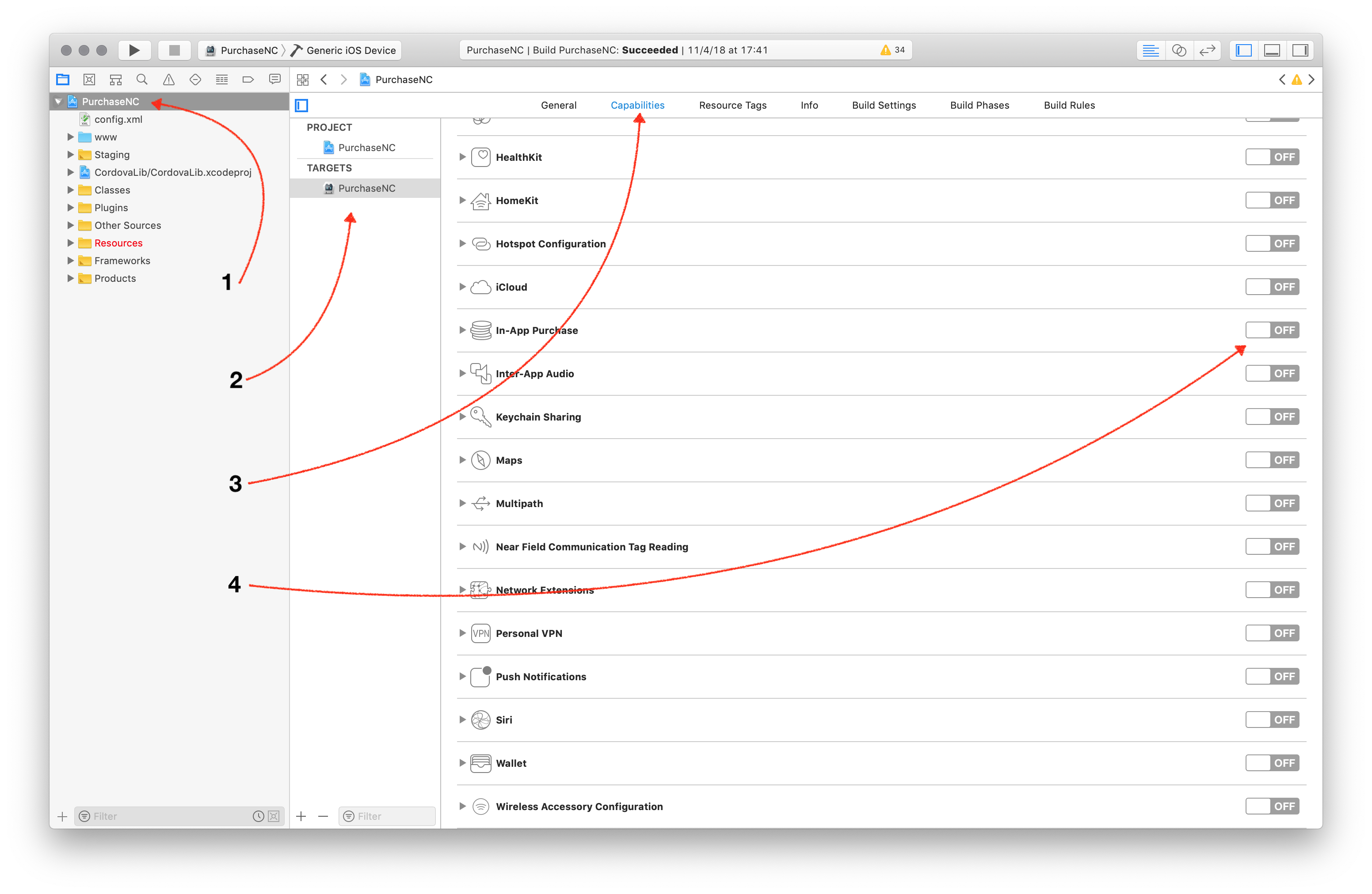 Enabling In-App Purchase Capability in Xcode